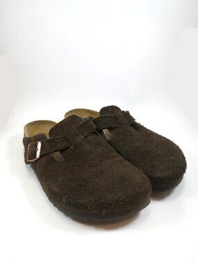 BIRKENSTOCK BOSTON clogs Mocha 250 SZ 39 Soft Footbed Fuzzy Suede